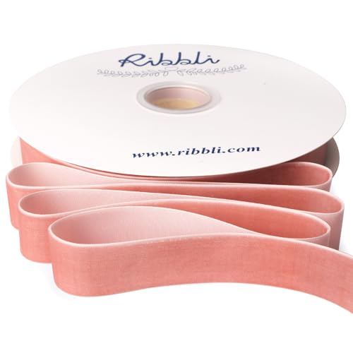 Ribbli Rose Gold Velvet Ribbon 1 Inches Continuous 25 Yard Spool Dusty Pink Christmas Ribbon for Gift Wrapping Crafts Home Decor