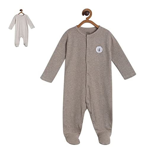 Image of miniklub Baby Round Neck Long Sleeve Knitted Cotton Sleep Suit, Pack of 2 (White Color)