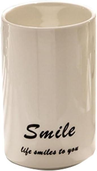 Smiley Face Ceramic Toothbrush Cup - Creative Smile Design, Practical Bathroom Cup, Perfect for Home, Dorm, or Gifts (White)
