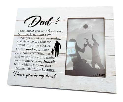 Rustic Wooden Dad Memorial Photo Frame, 4x6 - Record Past