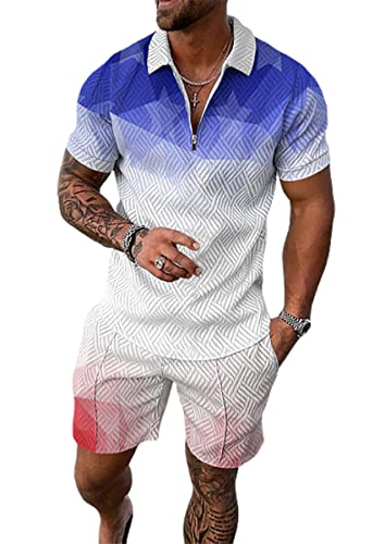 Fastkoala Ensemble Homme 2 Pièces Survêtement Été - Tenue Vacances Plage Confortable Et Stylée