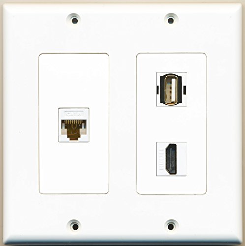 Piastra HDMI USB Ethernet Piastra Parete 6 Porte - 2 HDMI, 2 Ethernet Cat6, 2 USB 3.0, Per TV A Parete E Cablaggio Ordinato Piastra Multimediale
