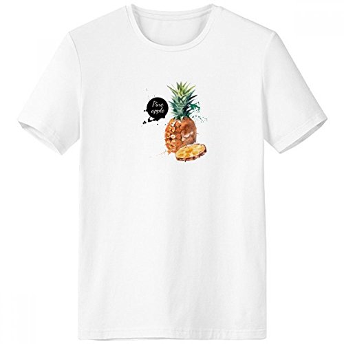 T-shirt ananas homme aquarelle blanc col rond vêtement sport léger taille S multicolore