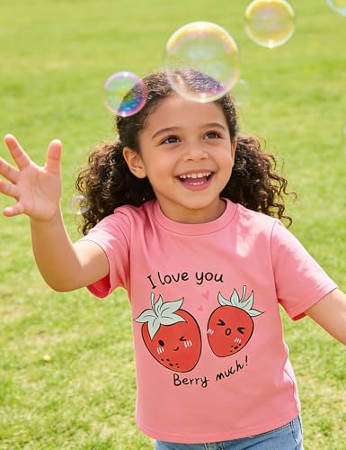Image of Toddler Girls Clothes T-Shirt Short Sleeve Graphic Tee Cartoon Dinosaur 2-6T Girl Shirt Summer