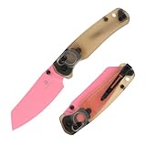 BESTECHMAN Pink Pocket Knife with 10Cr15CoMoV Blade, G10 Handle, Ambidextrous Design - Tactical Folding Knife for Women & Men (PINK)