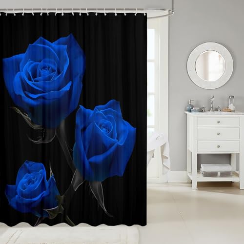 Cortina de chuveiro rosa 3D, cortina de banho com buquê de rosas para crianças, meninos, meninas, ad
