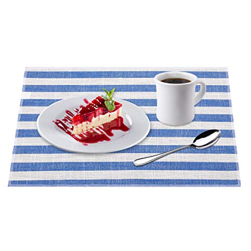 Sets de table à rayures bleus rockcloud lavables anti-tache cuisine - 3