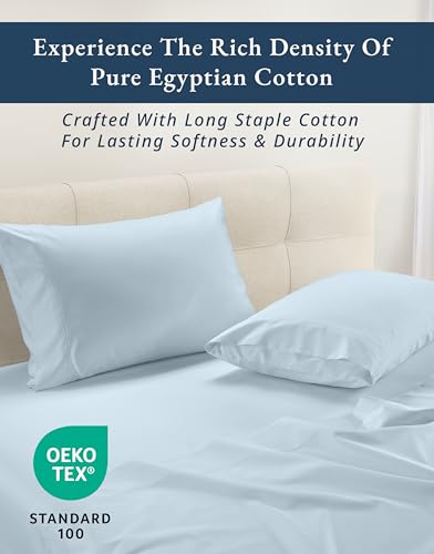 Image of LANE LINEN King Sheets Cooling 100% Egyptian Cotton Sateen - Ice Melt | King Size Sheets Set Cooling - 4-Piece Set, Long-Staple Egyptian Cotton, For A Cool, Restful Sleep, Luxe Sheen,