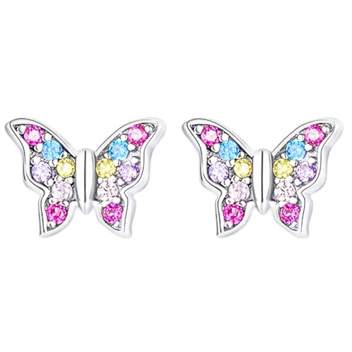 Cute Butterfly Stud Earrings for Girls,Hypoallergenic Tiny Sparkling Crystal Earrings, Best Gift for Daughter,Granddaughter, Birthday, Christmas, Graduation