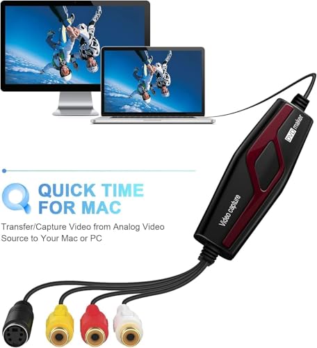 VHS to Digital Converter,Video Capture Card Device,VHS VCR Hi8 Mini DV to Mac Digital Converter,RCA to USB Video Converter for PC TV Tape Player Camcorder,MAC Windows Vista Compatible by VIXLW - Image 3