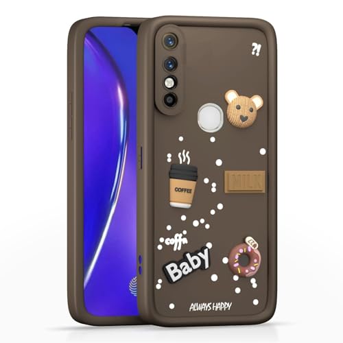 Image of Bintage Ball Bear| Donut| Milk Cake| Baby| Coffee Rubber Case Full Body & Camera Protection Back Cover Compatible for Infinix Hot 8 - Brown