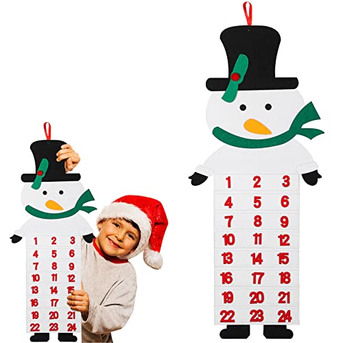 Décoration de Bonhomme de Neige en Feutre Suspendu Calendrier de l'Avent en Feutre Mural avec 24 Poches Calendrier de Compte à Rebours de Noël Réutilisable Cadeau Festif pour Enfant Cover