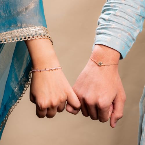 Image of Salty Rakhi for Brother & Bhaiya Bhabhi | Wrist Band Gift Pack for Sister, Bro, Bhaiya and Bhabhi | Bracelet for Men, Women | Fancy Jewellery Combo Gifts | Gift for Rakshabandhan | Traditional Rakhi Gift