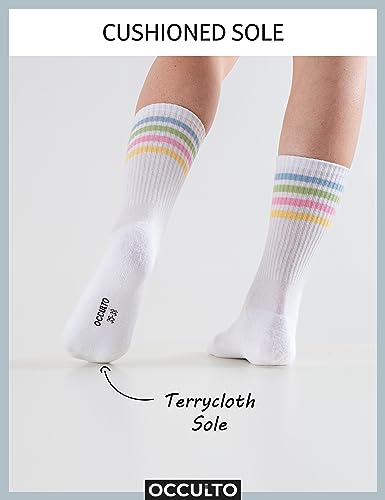 Image of Occulto Women 80% Cotton Crew Socks Pack of 6 (Model: Steffi)