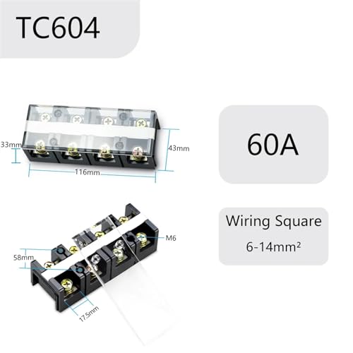 Bloque de terminales de tornillo TC604 de alta corriente 600V 60A de 4 posiciones 2
