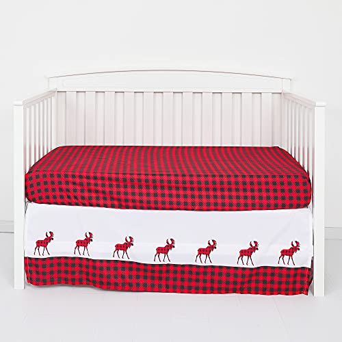 Kiddos Buffalo Plaid Crib Bedding Set- Woodland Theme-Unisex For Boys Or Girls- 3 Piece- Luxury Microfiber- Wild Red #TOP6