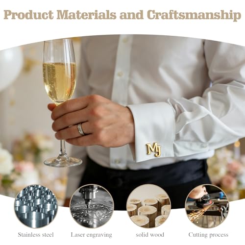Mancuernillas personalizadas para hombre con diseño de nombre miniatura 6