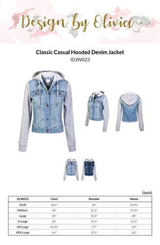 Design By Olivia Women'S Classic Casual Hooded Denim Jacket Medium Denim L thumb #4