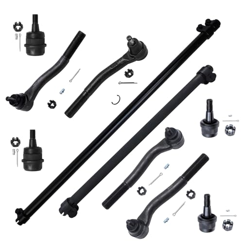 Detroit Axle - Front 10pc Suspension Kit for Jeep 1999-2004 Grand Cherokee 2 Tie Rod Adjusting Sleeve and Drag Link 4 Tie Rod Ends 4 Upper Lower Ball Joints 2000 2001 2002 2003 Replacement