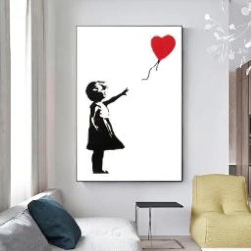 Toile Banksy avec cadre pour habiller un grand mur vide de salon