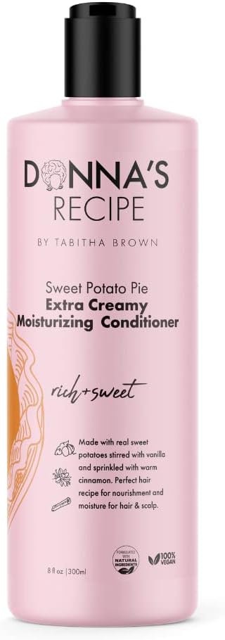 Donna’s Recipe by Tabitha Brown | Condicionador hidratante extra cremoso para torta de batata doce – Sem sulfatos, hidratação de beta-caroteno, vegano, 236 ml