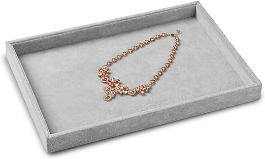 Image of Empty Velvet Jewelry Drawer Organizer Tray Stackable Jewelry Tray for Drawer and Storage Display
