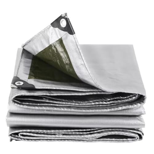 Waterproof Tarp Heavy Duty PE Poly Tarpaulin, UV Resistant Outdoor Tarp Cover, Heat-Sealed Seams, Reinforced Corners & 12mm Grommets for Camping, Roof, Patio, Truck(L)