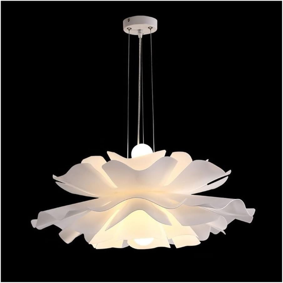 Lampa wisząca z płatkami Nordic Fashion, osobowość twórcza sklep odzieżowy lampa wisząca, biała prosta lampa wisząca E27, żyrandol do salonu w sypialni, jadalni, jeden kolor, 15,7 cala