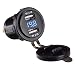 LiDiVi Waterproof Dual USB Charger Socket Power Outlet 2.1A & 2.1A with Digital Voltmeter Blue LED Light for iPad iPhone Car Boat Marine Mobile