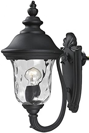 Z-Lite 533S-BK Armstrong Outdoor Wall Light, Aluminum Frame, Black Finish and Clear Water Glass Shade of Glass Material