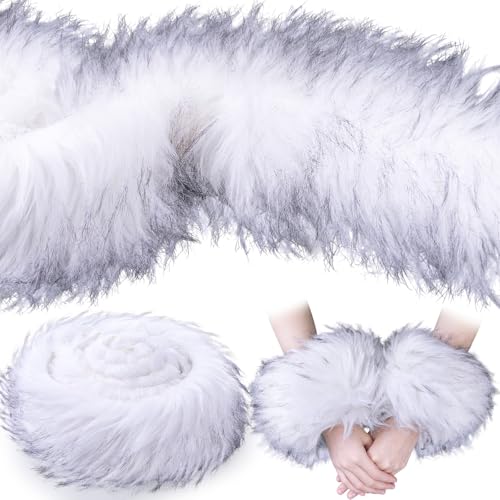 Tatuo 3 X 60 Inch Bright White Fake Fur Fabric for Crafts Sewing DIY