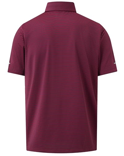 Image of Golf Shirts for Men - Dry Fit Moisture Wicking Short Sleeve Performance Sport Casual Striped Collared Mens Polo Shirt