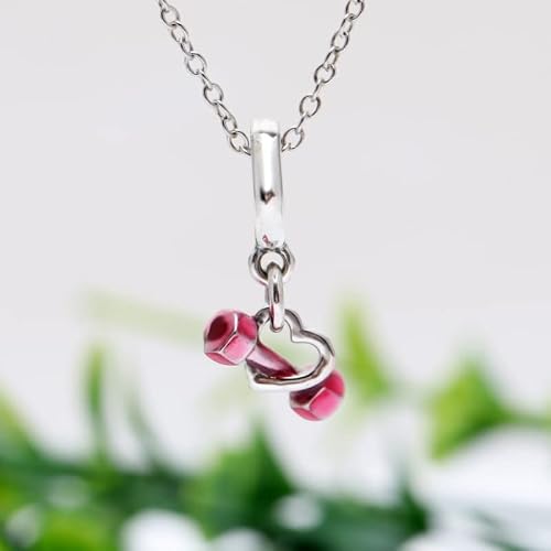 Ouroyea Dumbbell & Heart Dangle Charm 925 Sterling Silver Pendant,Girl Jewelry Beads Gifts For Women Bracelet&Necklace 086 #TOP6