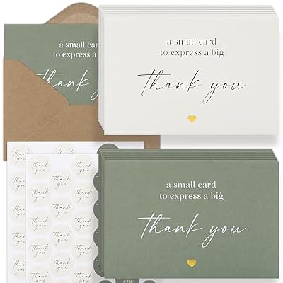 Beautiful Thank You Cards Set of 30 With Envelopes and Stickers - Modern Blank Cards For Personalized Notes - Perfect Bulk Stationary Set For All Occasions incl. Weddings, Business & Baby Showers