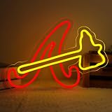Balanar Braves Neon Signs For Wall Decor ,Baseball Team Neon Light for Bedroom Man Cave Party Bar Background Decoration,Neon for Parties, Bars, Dorms, Office Wall Art and Game Room Decor16.1*11.4 inch