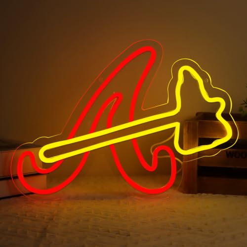 Balanar Braves Neon Signs For Wall Decor Baseball Team Neon Light for Bedroom Man Cave Party Bar Background Decoration Neon for Parties Bars Dorms Office Wall Art and Game Room Decor16.1*11.4 inch