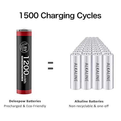 Deleepow Usb Rechargeable Aaa Batteries 4 Pack, Usb C Rechargeable Triple A Lithium Batteries, 1200Mwh 1.5V With 2-In-1 Charging Cable, 1 Hour Fast Charging Aaa Rechargeable Battery #TOP4