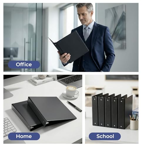 1-1/2'' 2-Inch 3-Ring Binder with Pockets, Premium View Binders with Three Ring Binders Holds up to 200/325/450 Sheets US Letter Size, Bulk Pack of 6 (2-inch Black) by XRUNMIX - Image 7