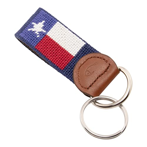 Image of Leather Hand-Stitched Needlepoint Key Fob or Key Chain