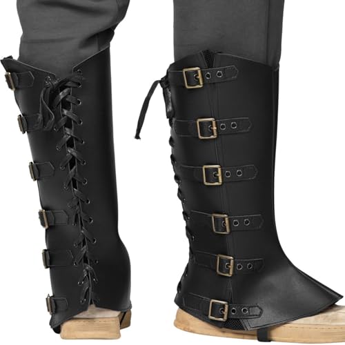 Couvre-bottes de costume en similicuir pour adulte et déguisement médiéval