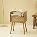 MaxSmeo Mid Century Modern Nightstand with Drawer, Small Nightstand Bedside Table, Rattan Nightstand, Wood End Table for Bedroom, Living Room (Brown)
