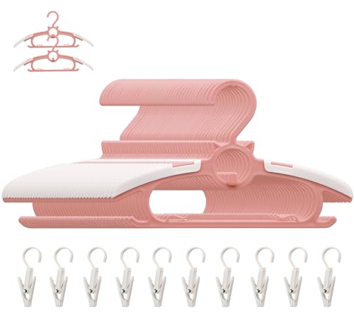 Image of Gencuoir 50pcs Pink Baby Hangers, Non-Slip and Extendable Laundry Infant Pant Hanger for Newborn Clothes Hangers,11"-14'' Adjustable Children Coat Hanger for Girl Boy Toddler Kids Child.