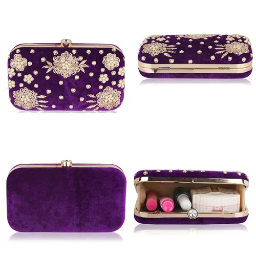 Image of RABIYA Clutch Purse for Women Formal Dressy Evening Clutches Handbags for Wedding Elegance Charm Premium Elegance Clutch Bag with Detachable Chain Handal | Gift for Women | Clutch for Women