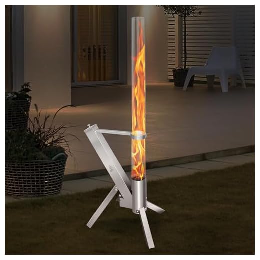 Zipfun Outdoor Pellet Heater, Pellet Patio Heater, Outdoor Fire Pit with Safety Ash Box, Glass Tube(1m) Fireplace with Tripod, Add Space Light and Ambience for Patio and Backyard