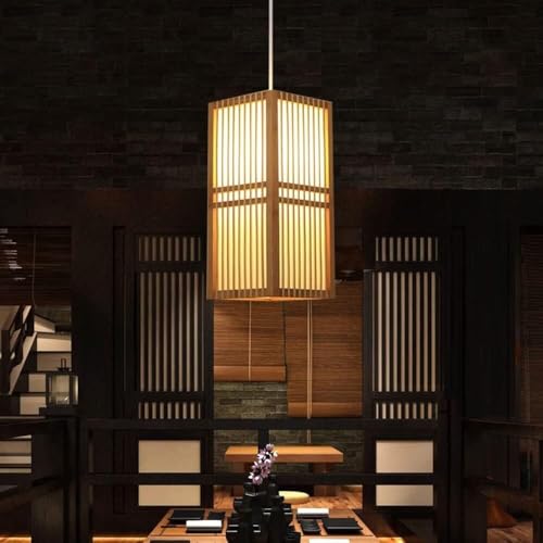 FZQSXAZU Lámpara Colgante de Techo de Estilo Retro japonés, luminaria de Techo con diseño de Nido de pájaro, lámparas de Madera Sencillas.