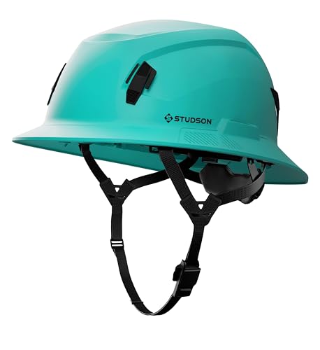 STUDSON SHK-1 Full Brim Safety Helmet: ANSI/ISEA Z89.1 Type II Compliant (R 2019) Lightweight & Breathable NFC Emergency Contact Chip One Size Class C & E Protection (Non-Vented Teal)