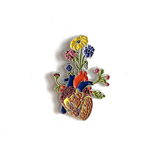 Heart Flower Pot - Collector Pin, Anatomy Novelty Gift, Unique Healthy Heart Present, Homeopathic Healthcare Flare, Creative Heart Health Brooch, Nature and Life Trinket