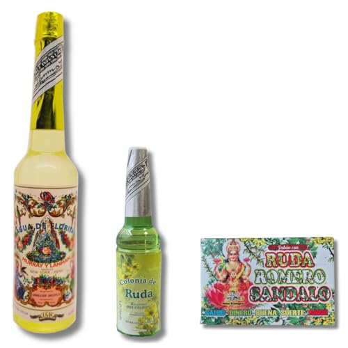 Pack Esotérico de Agua Florida, Ruda y Jabón de la Buena Fortuna – Aguas de Murray & Lanman Florida 270 ml Ruda 70 ml + Jabón de Romero, Ruda y Sándalo 100 gr