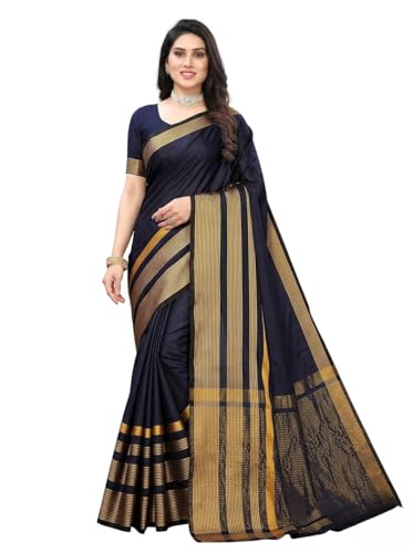 Image of VJ Fashion Women Cotton Silk Saree With Blouse Piece freesize