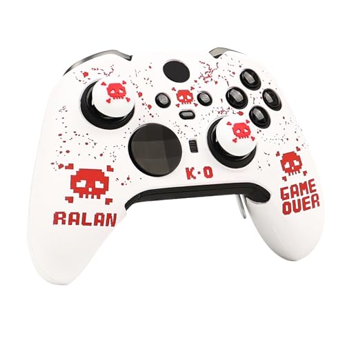 Image of Pixelated Skull Controller Skin Compatible with Xbox Elite Series 2 Core Wireless Controller, RALAN Protector Case, Customised Thumb Grips Cap